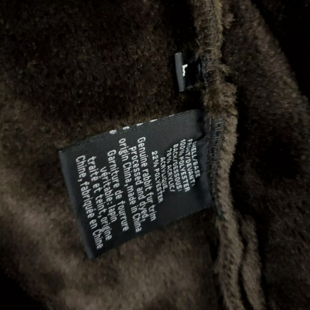 A Brown Dana Buchman Fur Trim Coat Size Large - Picture 6 of 10